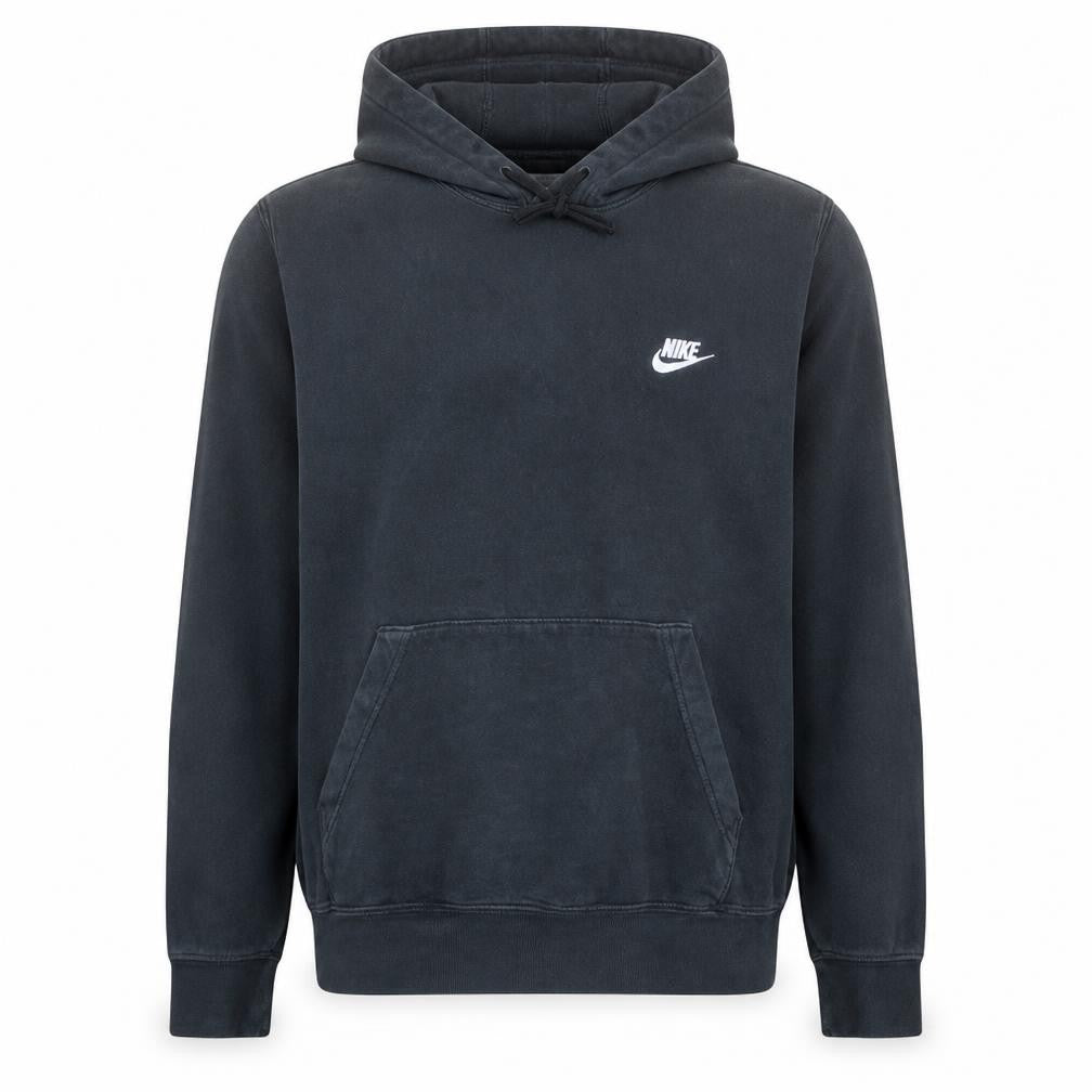 Front view of Nike Men's Black L Pullover Hoodie Cotton Blend Fleece Sweatshirt