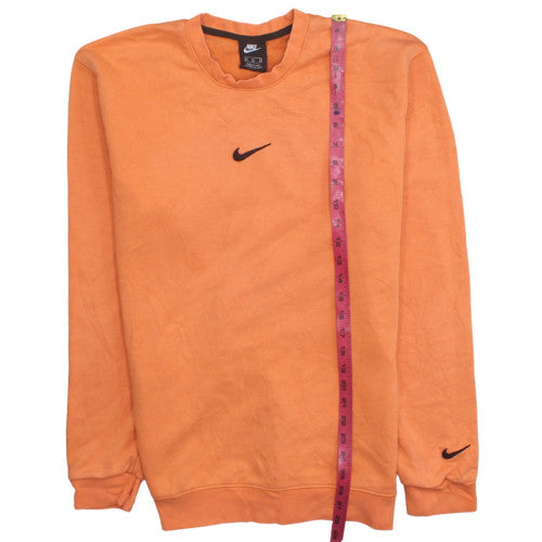 Nike Mens Orange Crew Neck Sweatshirt Size M Cotton Pullover