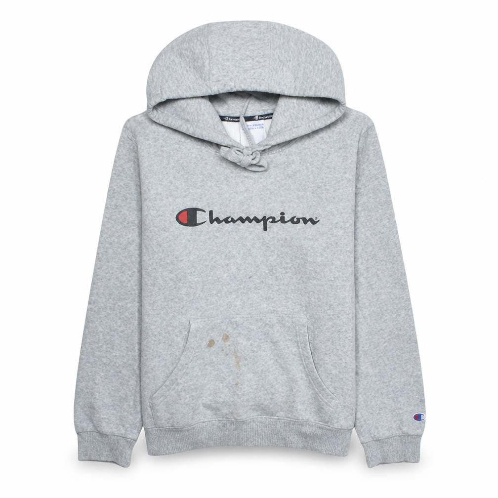 Front view of Champion Men's Grey Pullover Hoodie M Regular Fit Sports Style