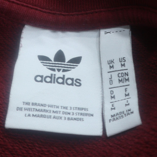 Adidas Men's Red Pullover Sweatshirt M Crew Neck Logo Fleece