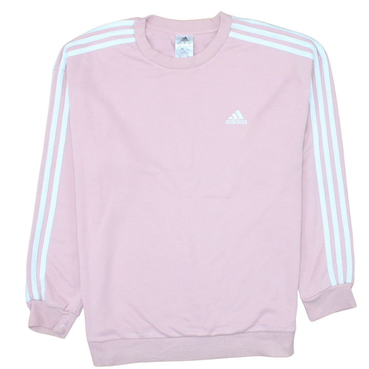Adidas Men Pink Crew Neck Pullover Sweatshirt M Logo Sportswear