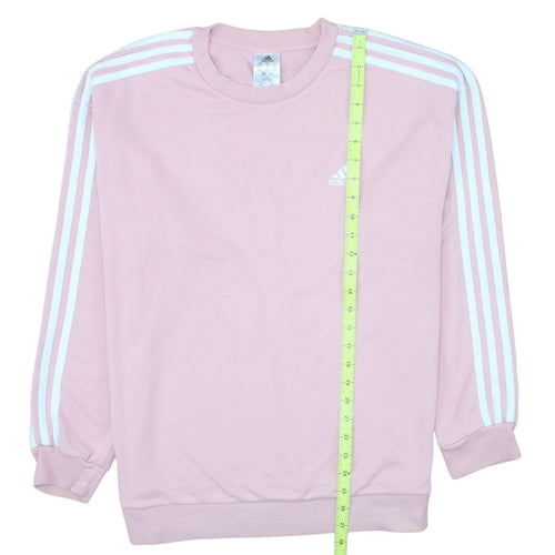 Adidas Men Pink Crew Neck Pullover Sweatshirt M Logo Sportswear