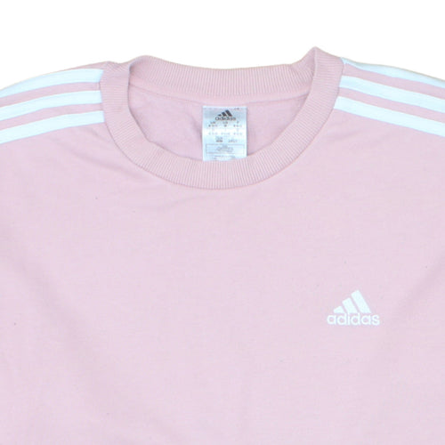 Adidas Men Pink Crew Neck Pullover Sweatshirt M Logo Sportswear