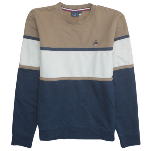 Daniel Hechter Mens Beige Blue Crew Neck Sweatshirt M Cotton Blend