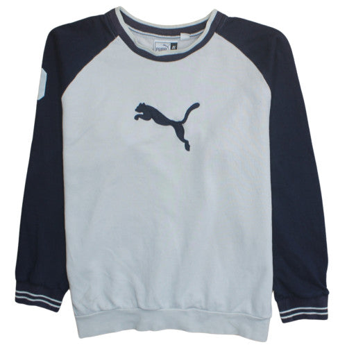 Puma Men’s White Navy XL Pullover Sweatshirt Graphic Logo Fleece