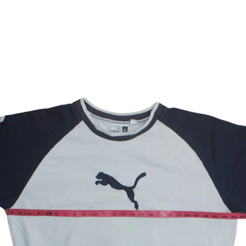 Puma Men’s White Navy XL Pullover Sweatshirt Graphic Logo Fleece