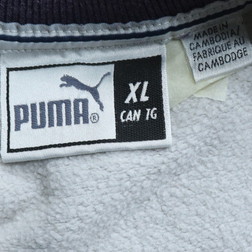 Puma Men’s White Navy XL Pullover Sweatshirt Graphic Logo Fleece