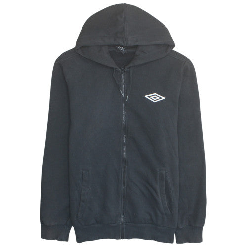 Umbro Men Black XL Full Zip Hoodie with Logo Detail