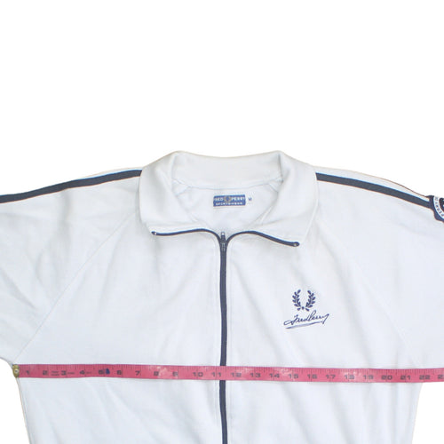 Fred Perry Mens White Track Jacket M Sportswear Full Zip Retro Style