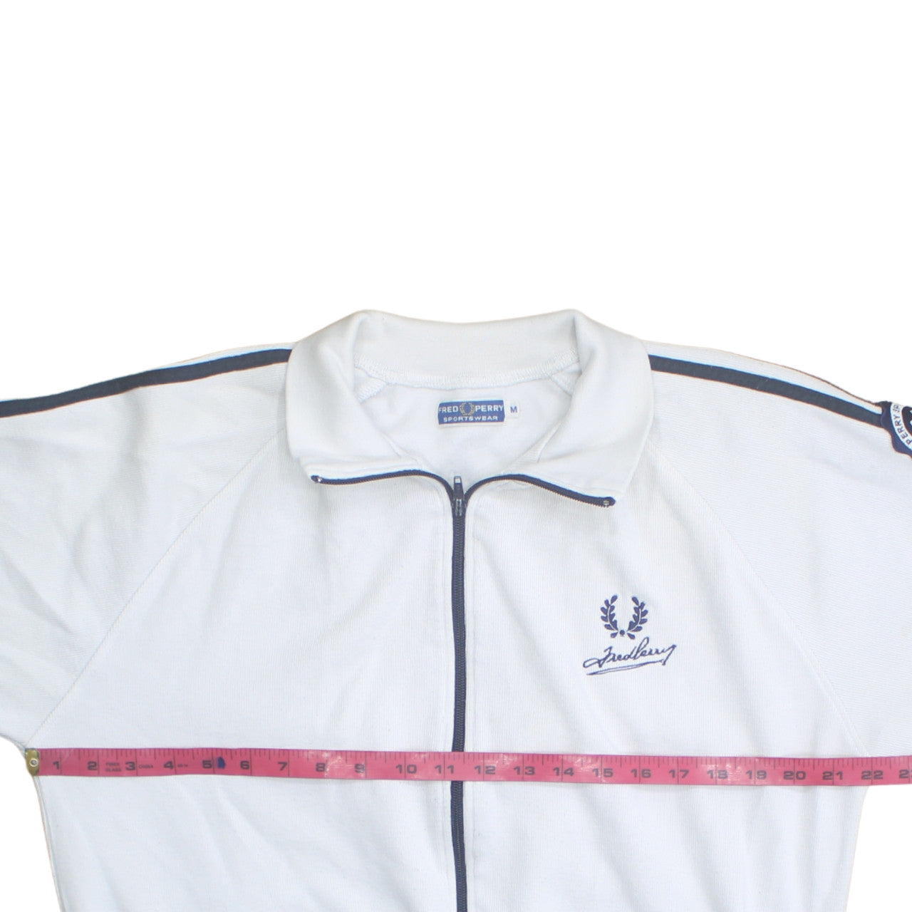 Fred Perry Mens White Track Jacket M Sportswear Full Zip Retro Style