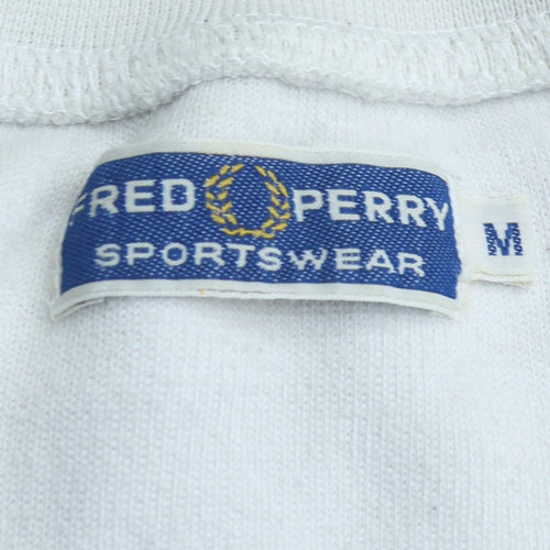 Fred Perry Mens White Track Jacket M Sportswear Full Zip Retro Style