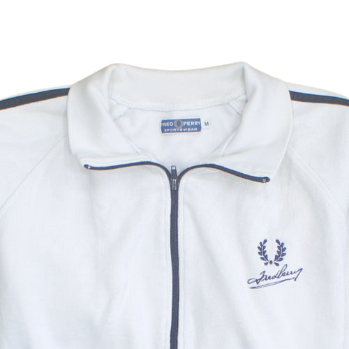 Fred Perry Mens White Track Jacket M Sportswear Full Zip Retro Style