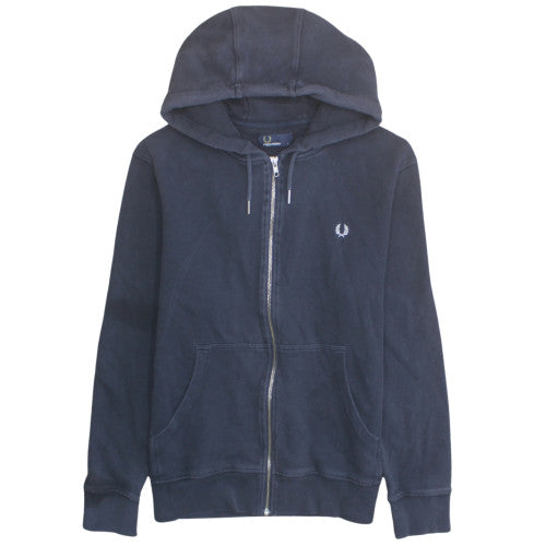 Fred Perry Mens Blue Full Zip Hoodie Size L Classic Logo