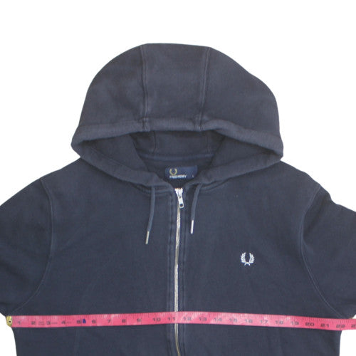 Fred Perry Mens Blue Full Zip Hoodie Size L Classic Logo