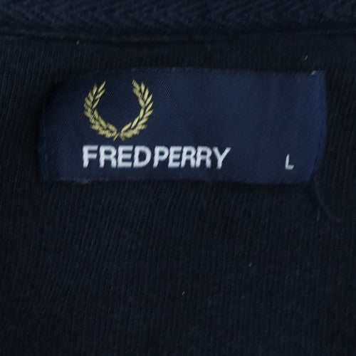 Fred Perry Mens Blue Full Zip Hoodie Size L Classic Logo