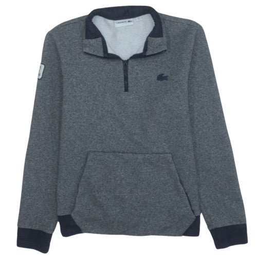 Lacoste Men's Grey 1/4 Zip Pullover Sweatshirt S Regular Fit