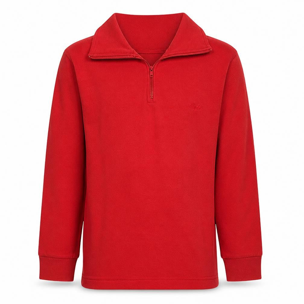 Front view of Fila boys’ red 1/4 zip collared henley sweatshirt, size 22
