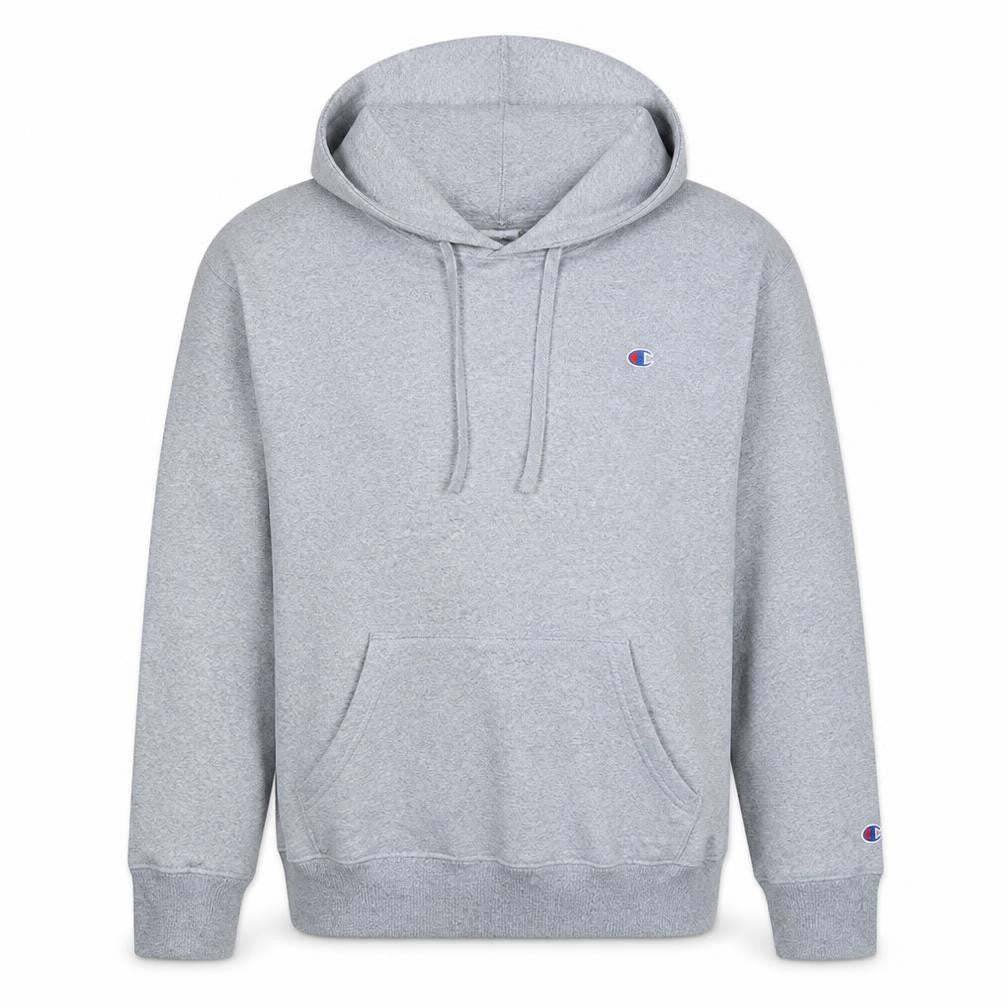 Front view of Champion men’s grey xl pullover hoodie authentic fleece sweatshirt