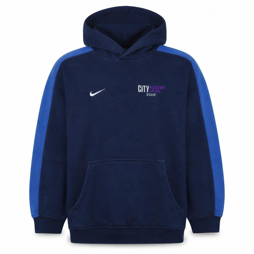 Front view of Nike Men's Navy Blue Dri-Fit Pullover Hoodie XL Staff Edition
