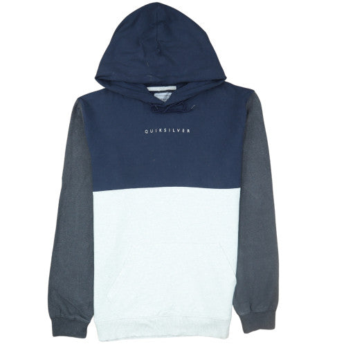 Quiksilver Men's Blue Colour Block Pullover Hoodie Size M