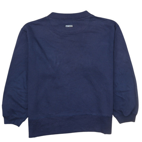 Reebok Women Navy Blue 10 Sweatshirt Crew Neck Pullover Cotton Blend