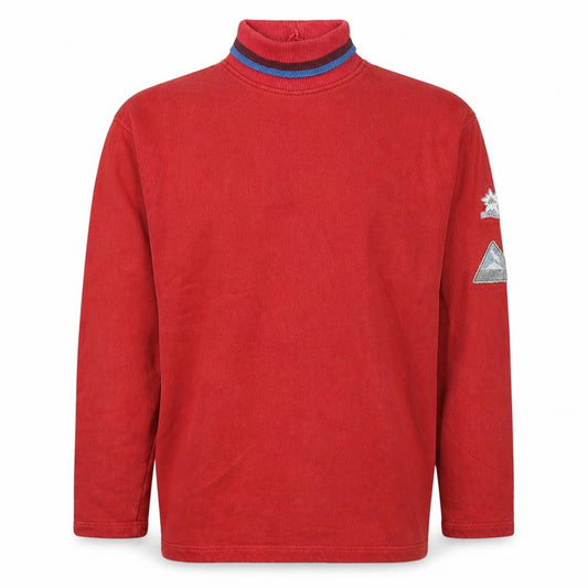 Front view of Hugo Boss Men's Red High Neck Pullover Sweatshirt, size S