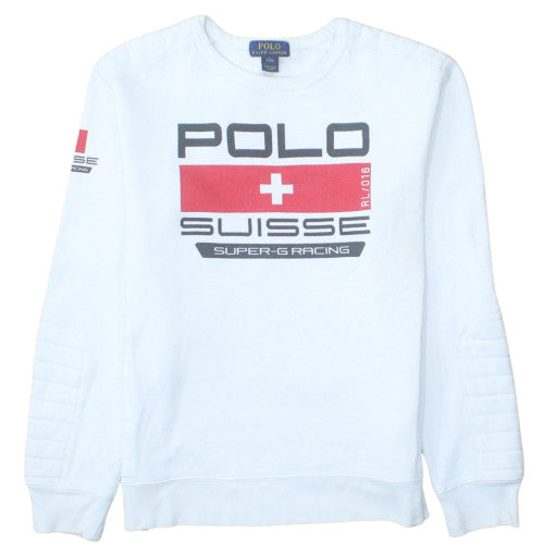 Ralph Lauren Polo Suisse White Teens L Pullover Sweatshirt