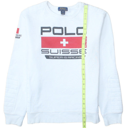 Ralph Lauren Polo Suisse White Teens L Pullover Sweatshirt