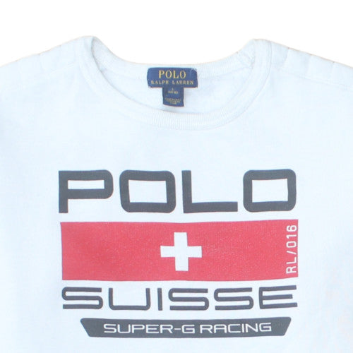 Ralph Lauren Polo Suisse White Teens L Pullover Sweatshirt