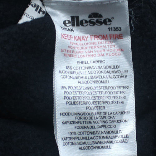 Ellesse Womens Black Cropped Pullover Hoodie UK 8 Cotton Blend