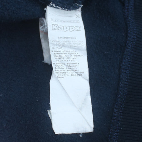 Kappa Mens Blue Pullover Hoodie Size M Embroidered Logo Sportswear