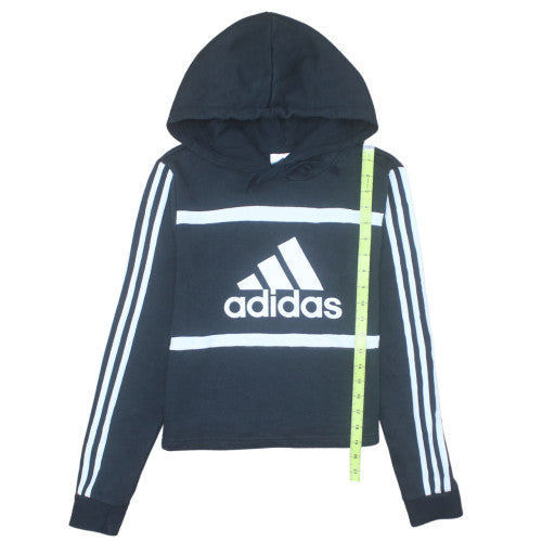Adidas Womens Black XS Pullover Hoodie with Logo Print