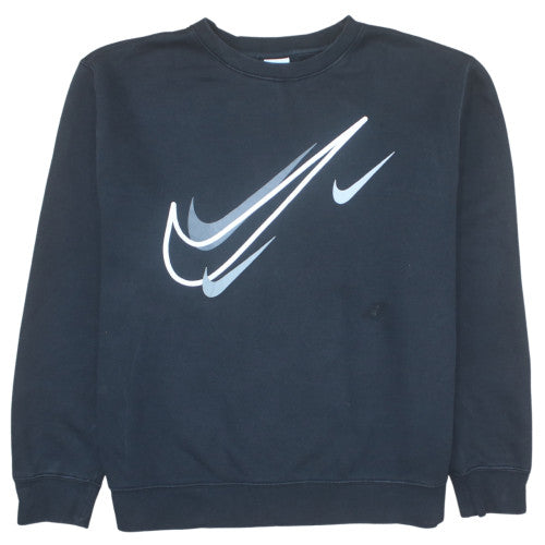 Nike Mens Black Crew Neck Sweatshirt L Graphic Print Pullover