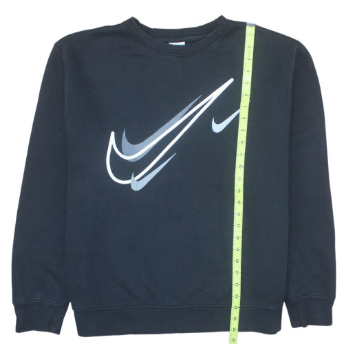Nike Mens Black Crew Neck Sweatshirt L Graphic Print Pullover