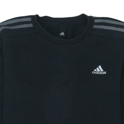 Adidas Mens Black Crew Neck Sweatshirt Regular Fit M Sports Pullover