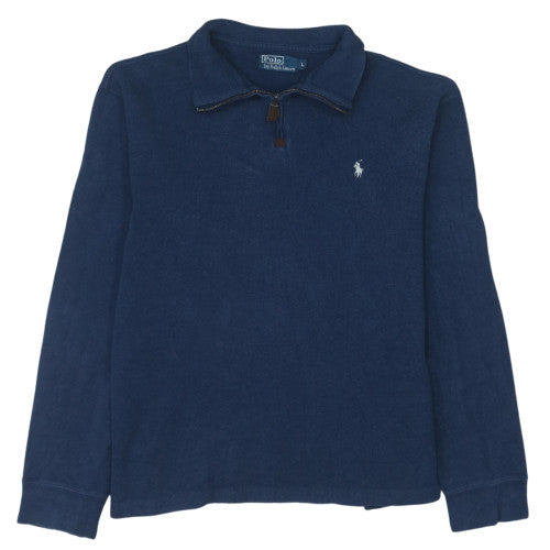 Ralph Lauren Men's Blue Cotton 1/4 Zip Jumper Size L Classic Fit