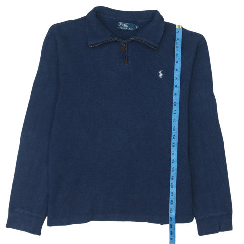 Ralph Lauren Men's Blue Cotton 1/4 Zip Jumper Size L Classic Fit