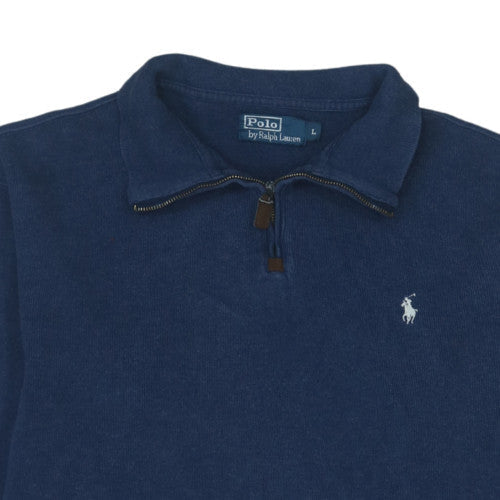 Ralph Lauren Men's Blue Cotton 1/4 Zip Jumper Size L Classic Fit