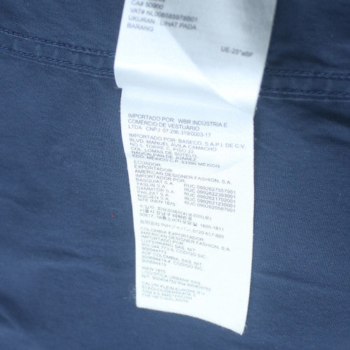 Calvin Klein Men's Blue Slim Fit Short Sleeve Cotton Shirt M