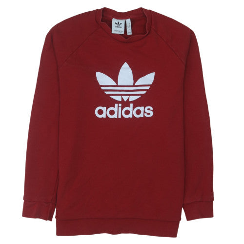 Adidas Men Red 2XL Pullover Crew Neck Sweatshirt Sports Logo