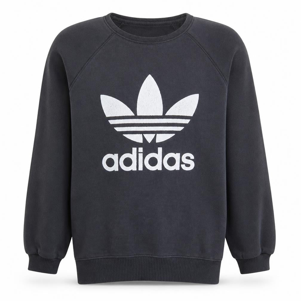 Adidas Men's Black Trefoil Crew Neck Sweatshirt Size M Regular Fit