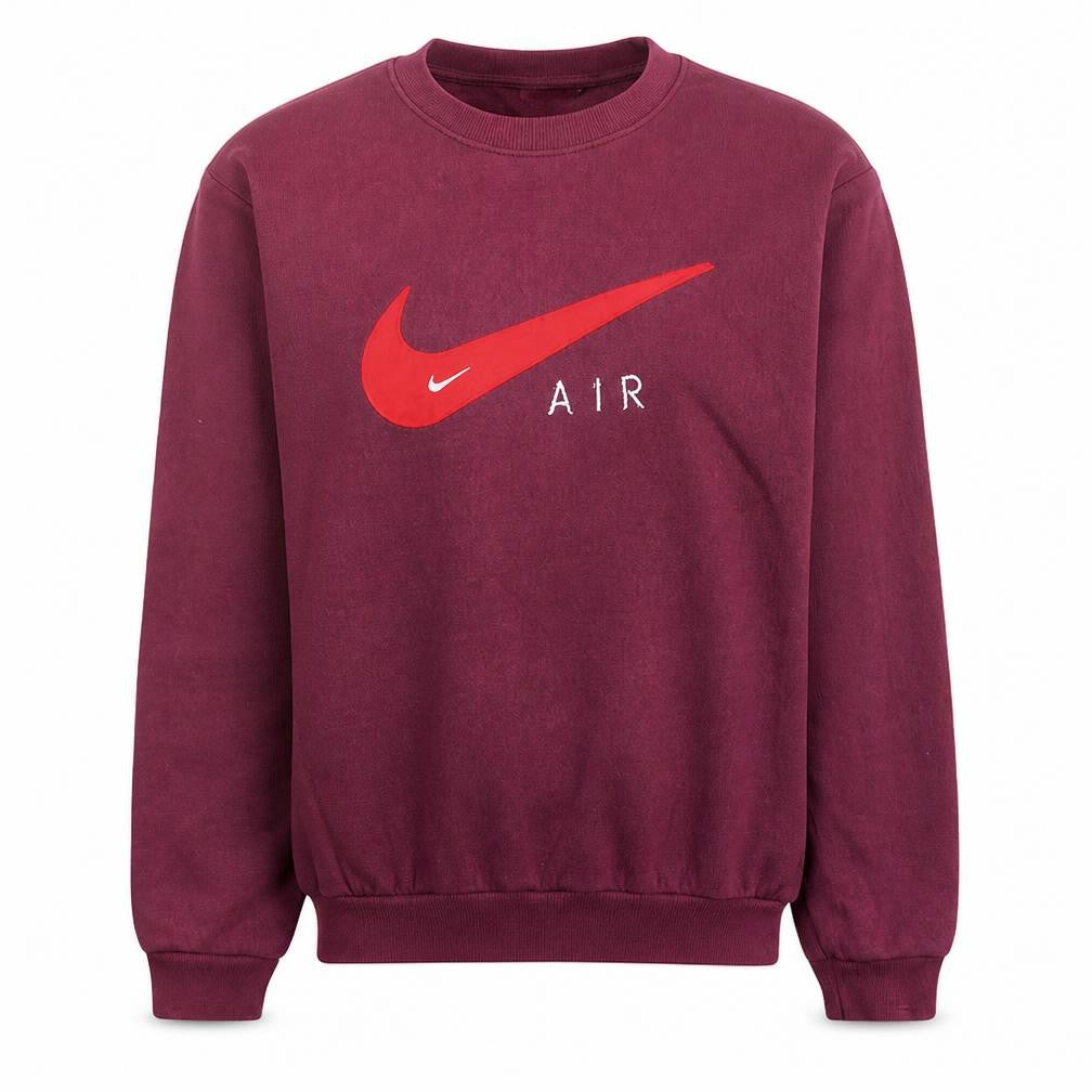 Front view of Nike Men's Red Air Logo Crew Neck Pullover Sweatshirt L