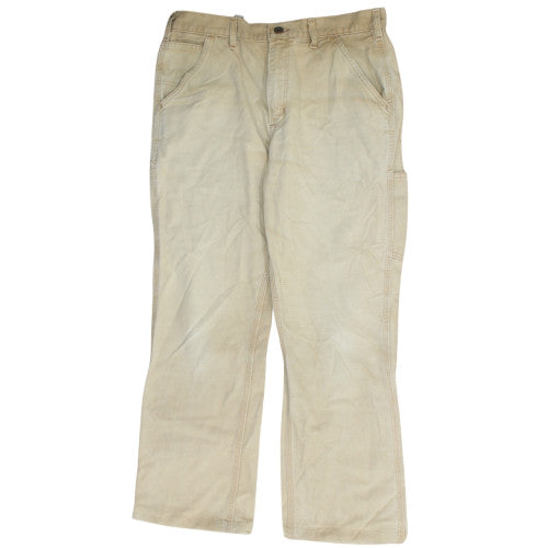 Carhartt Mens Beige Straight Jeans Size 34 Canvas Cotton Workwear