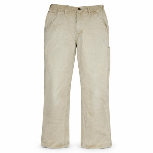 Carhartt Mens Beige Straight Jeans Size 34 Canvas Cotton Workwear