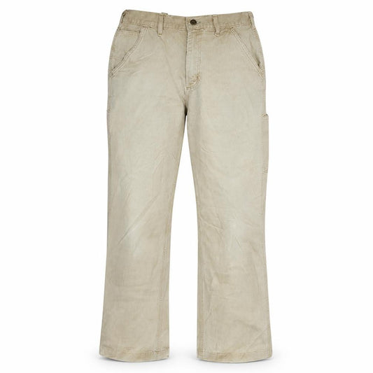 Carhartt Mens Beige Straight Jeans Size 34 Canvas Cotton Workwear