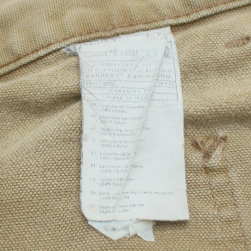 Carhartt Mens Beige Straight Jeans Size 34 Canvas Cotton Workwear