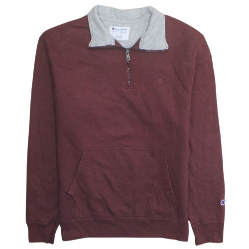 Champion Men's Brown 1/4 Zip Fleece Sweatshirt M Regular Fit