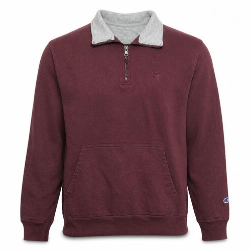 Champion Men's Brown 1/4 Zip Fleece Sweatshirt M Regular Fit