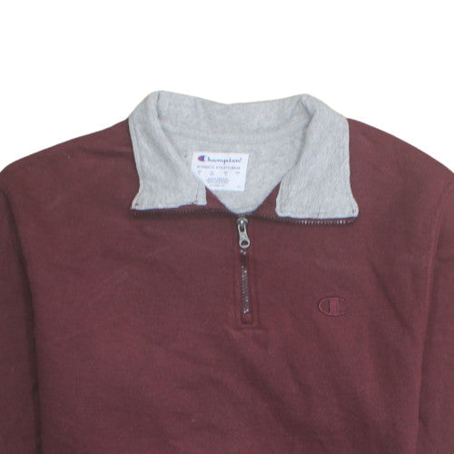 Champion Men's Brown 1/4 Zip Fleece Sweatshirt M Regular Fit