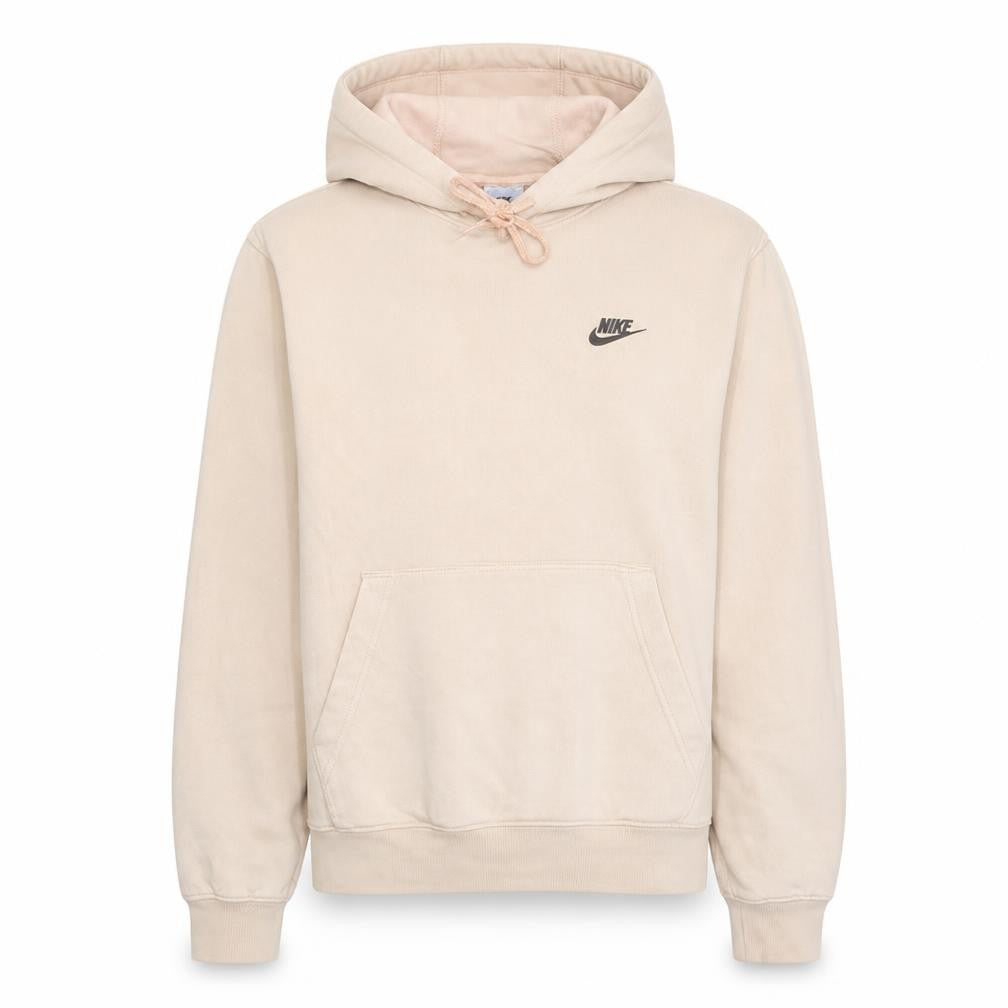 Front view of Nike Men's Beige Pullover Hoodie Small Fleece Lined Sportswear